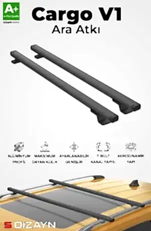 S-Dizayn Mazda 5 Mpv S-Bar Cargo V1 Ara Atkı Tavan Taşıyıcı Barı Siyah 120 Cm 2005-2010 A+ Kalite