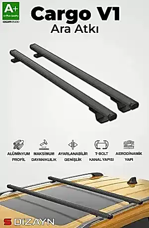S-Dizayn Mazda Mpv S-Bar Cargo V1 Ara Atkı Tavan Taşıyıcı Barı Siyah 120 Cm 1999-2006 A+ Kalite