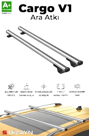S-Dizayn Jeep Cherokee Kj S-Bar Cargo V1 Ara Atkı Tavan Taşıyıcı Barı Gri 130 Cm 2002-2008 A+ Kalite