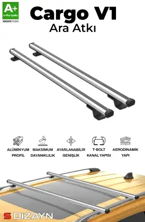 S-Dizayn Jeep Patriot S-Bar Cargo V1 Ara Atkı Tavan Taşıyıcı Barı Gri 130 Cm 2007-2017 A+ Kalite