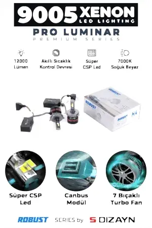 S-Dizayn Pro Luminar Led Xenon 9005 / 60W / 12000Lm / 7000K A+ Kalite