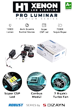 S-Dizayn Pro Luminar H1 Led Xenon / 60W / 12000Lm / 7000K A+ Kalite