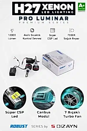 S-Dizayn Pro Luminar H27 Led Xenon / 60W / 12000Lm / 7000K A+ Kalite