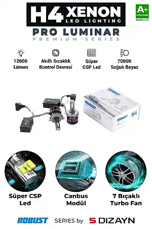 S-Dizayn Pro Luminar H4 Led Xenon / 60W / 12000Lm / 7000K A+ Kalite