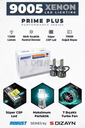 S-Dizayn Prime Plus 9005 Led Xenon / 45W / 12000 Lm / 7000K A+ Kalite