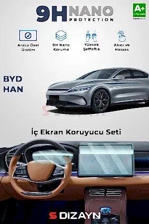 S-Dizayn Byd Han 9H Nano Gösterge Ve Multimedya Ekran Koruyucu (Parlak) 2024 Üzeri A+ Kalite
