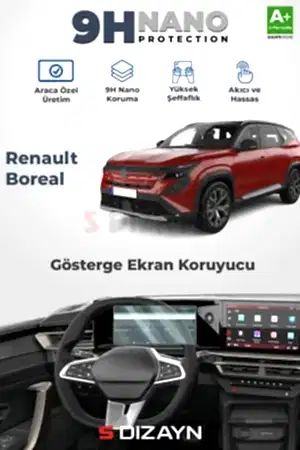 S-Dizayn Renault Boreal 9H Nano Gösterge Ekran Koruyucu (Parlak) 2025 Üzeri A+ Kalite