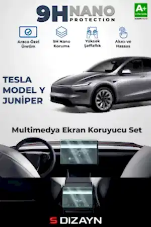 S-Dizayn Tesla Model Y Juniper Ön Ve Arka Ekran Koruyucu Seti (Parlak) 2025 Üzeri A+ Kalite
