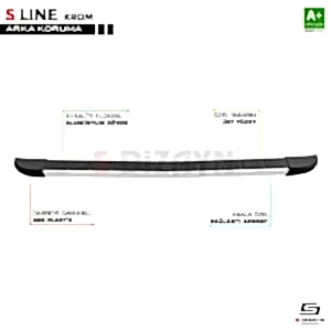 S-Dizayn Vw Transporter T4 S-Line Krom Arka Koruma 1995-2003